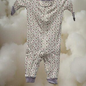 Gymboree NWT White One Piece Knit Footless Pajamas Embroidered Hearts 6- 12 mos